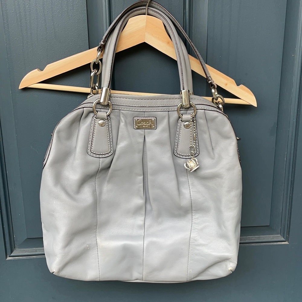 Coach shoulder bag, leather, grey